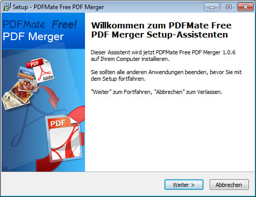 PDFMate PDF Merger Welcome