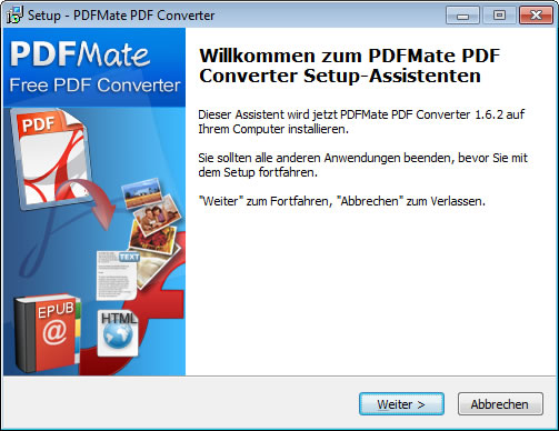 PDFMate PDF Converter Setup-Assistent