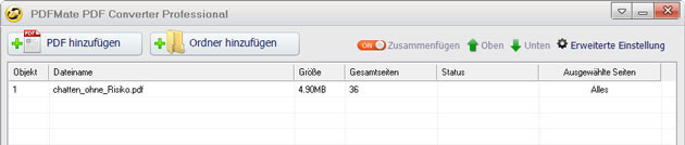 PDFMate PDF Converter Pro. single file added