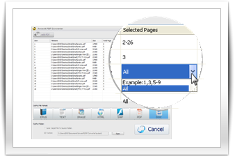 Specify pages to convert