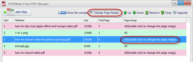 PDFMate PDF Merger Page Range