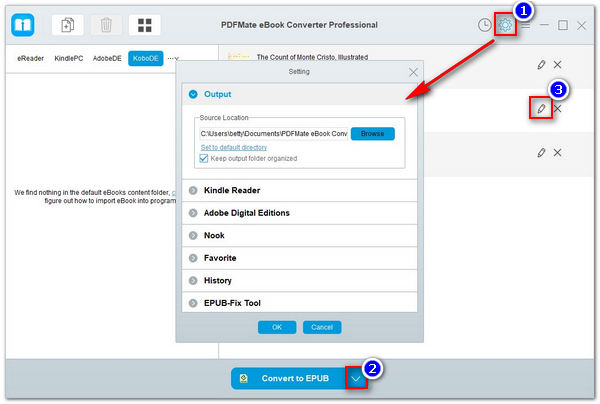 setlect output setting