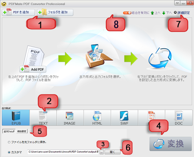 PDFMate PDF 変換プロ版のインターフェース